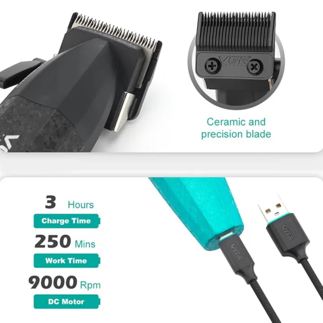 ماشین اصلاح موی سر و صورت شارژی وی جی ار مدل V-640 S2 با موتور 9000 دور در دقیقه، تیغه است 102766323